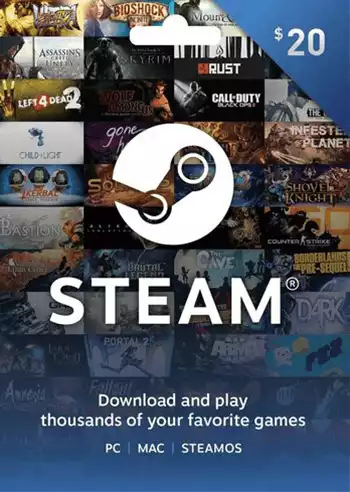 Steam Wallet Gift Card 20 USD Steam Key