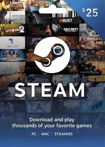 Steam Wallet Gift Card 25 USD Steam Key