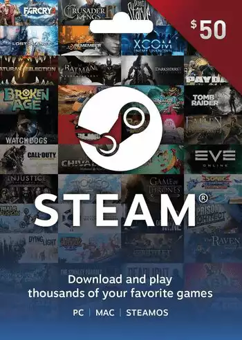 Steam Wallet Gift Card 50 USD Steam Key